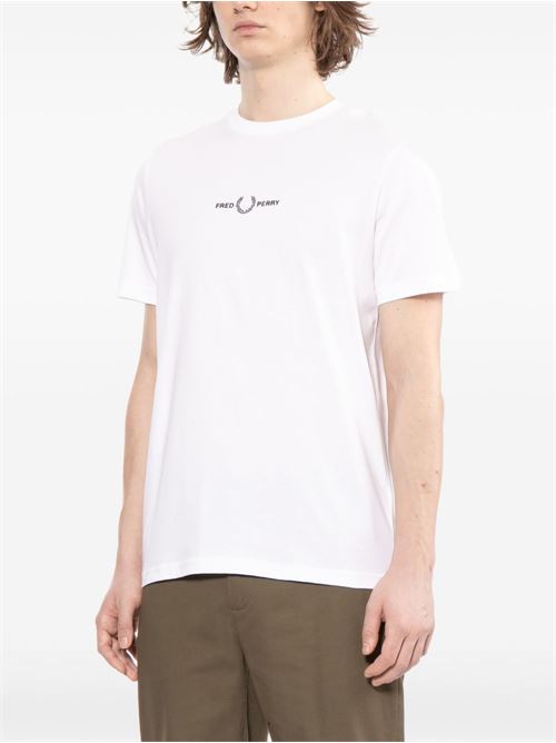 T-shirt uomo Fred Perry manica corta bianca con logo FRED PERRY | M4580100
